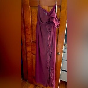 David’s Bridal Vera Wang collection long maroon chiffon dress